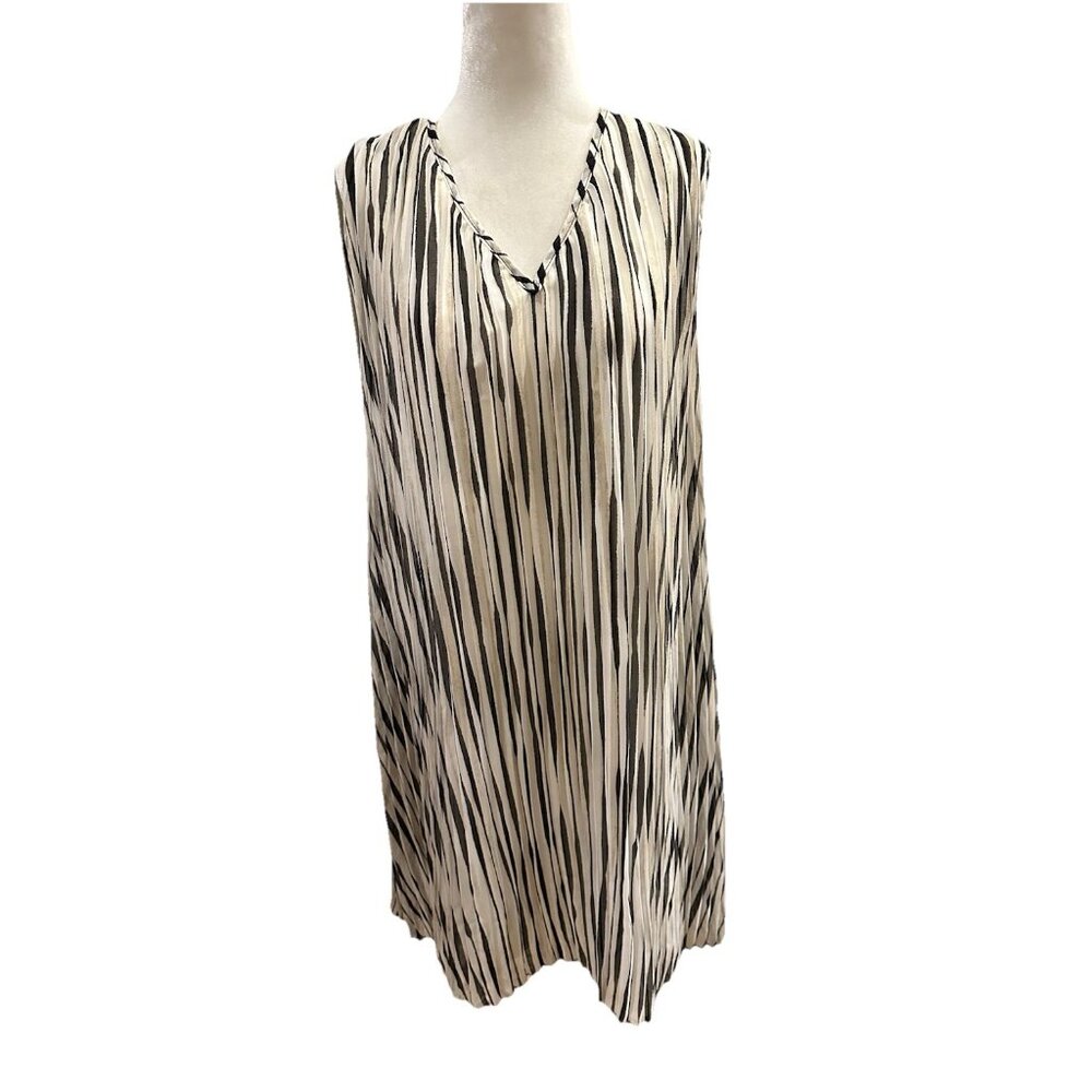 Nordstrom Halogen Stripped Pleated Flowy Shift 1x Dress Party Comfort